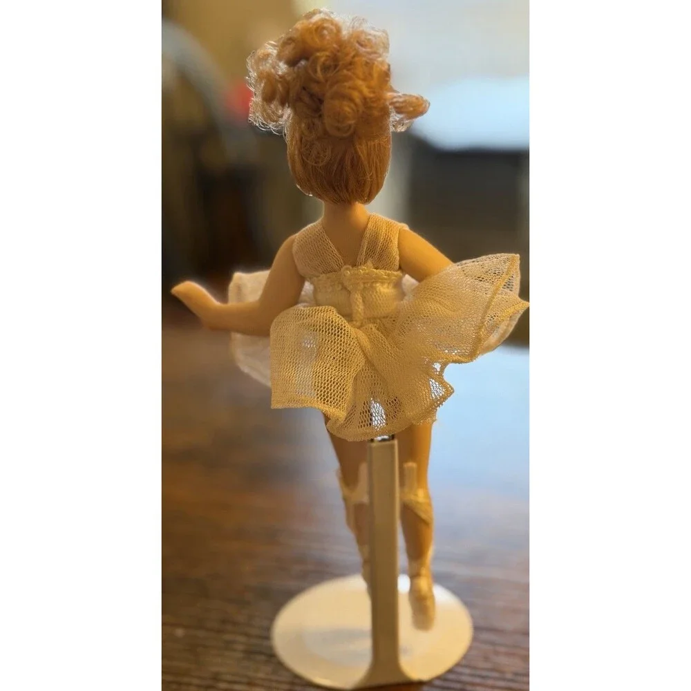 Vintage Porcelain Ballerina Doll w Stand 8-9 Inch Figurine Collectible